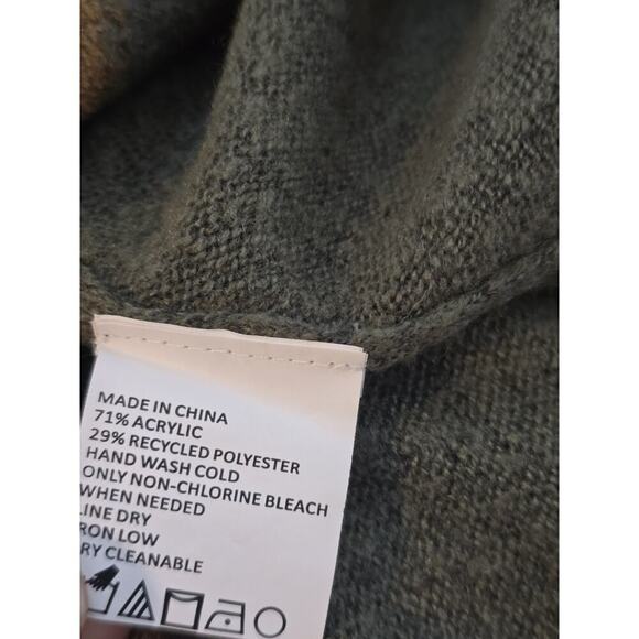 PrAna Norfolk Sweater Sz Medium Green Brown Ivory Vneck Thumb Holes Oversized - Picture 7 of 7